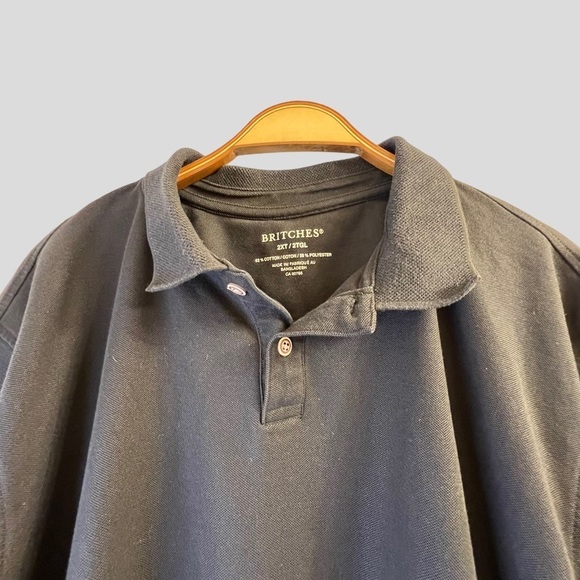 Britches Men's Shirt 2XLT Black Short Sleeves Polo Style - Picture 2 of 13